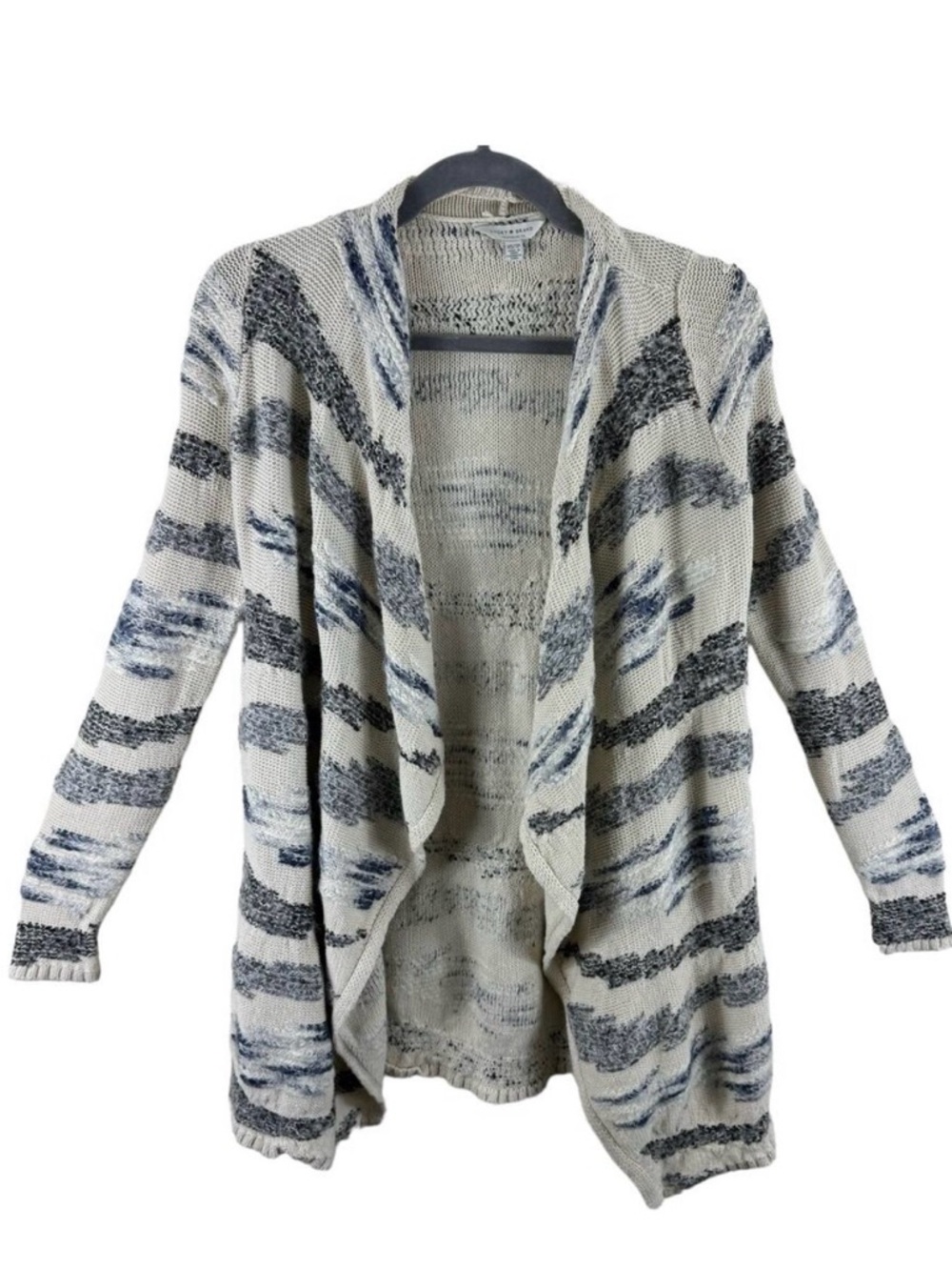 Lucky Brand Cream Gray Long Sleeve Asymmetrical Cozy‎ Knit Open Cardigan Size XS